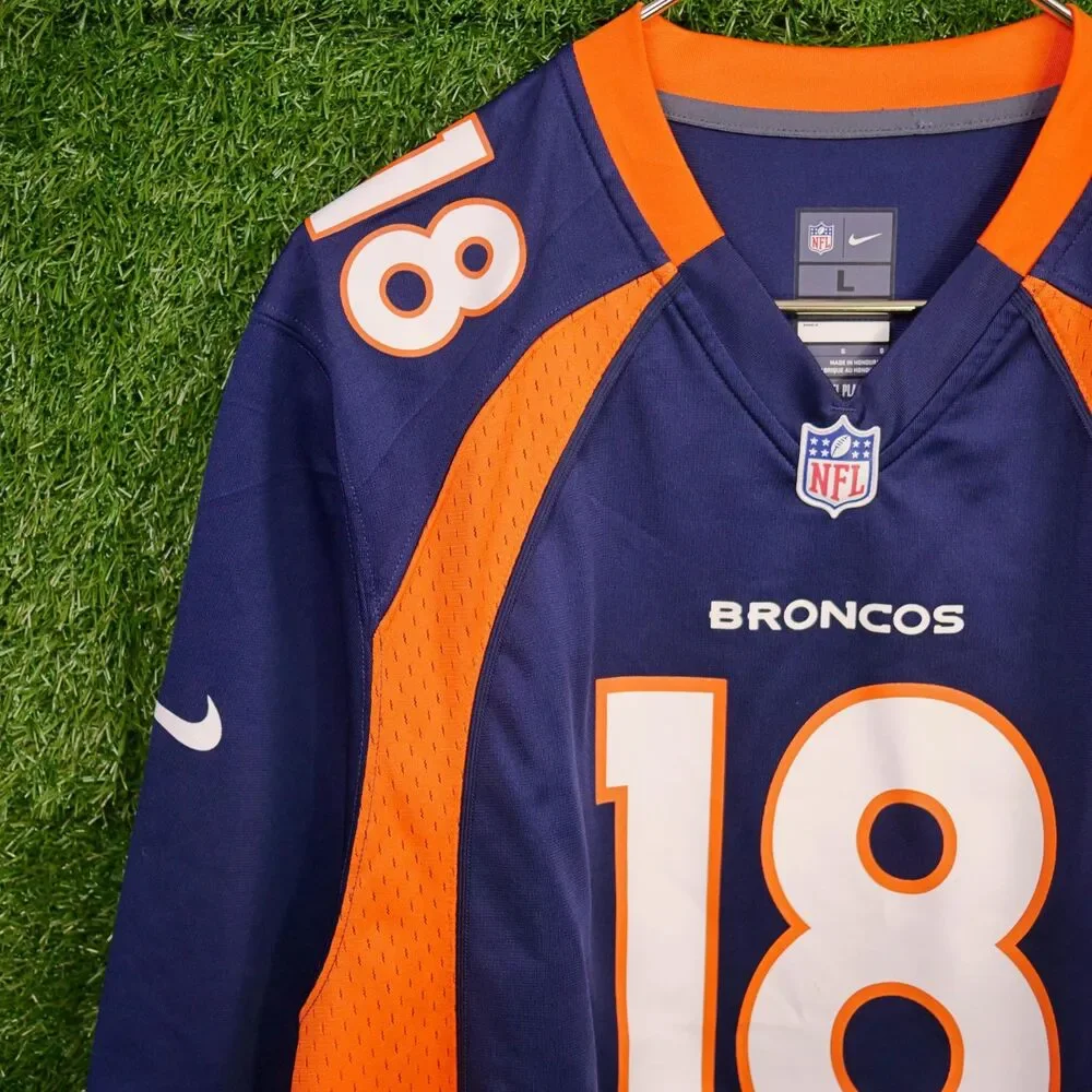 Nike Denver Broncos Peyton Manning #18 Game Jersey Navy - Men's Size L